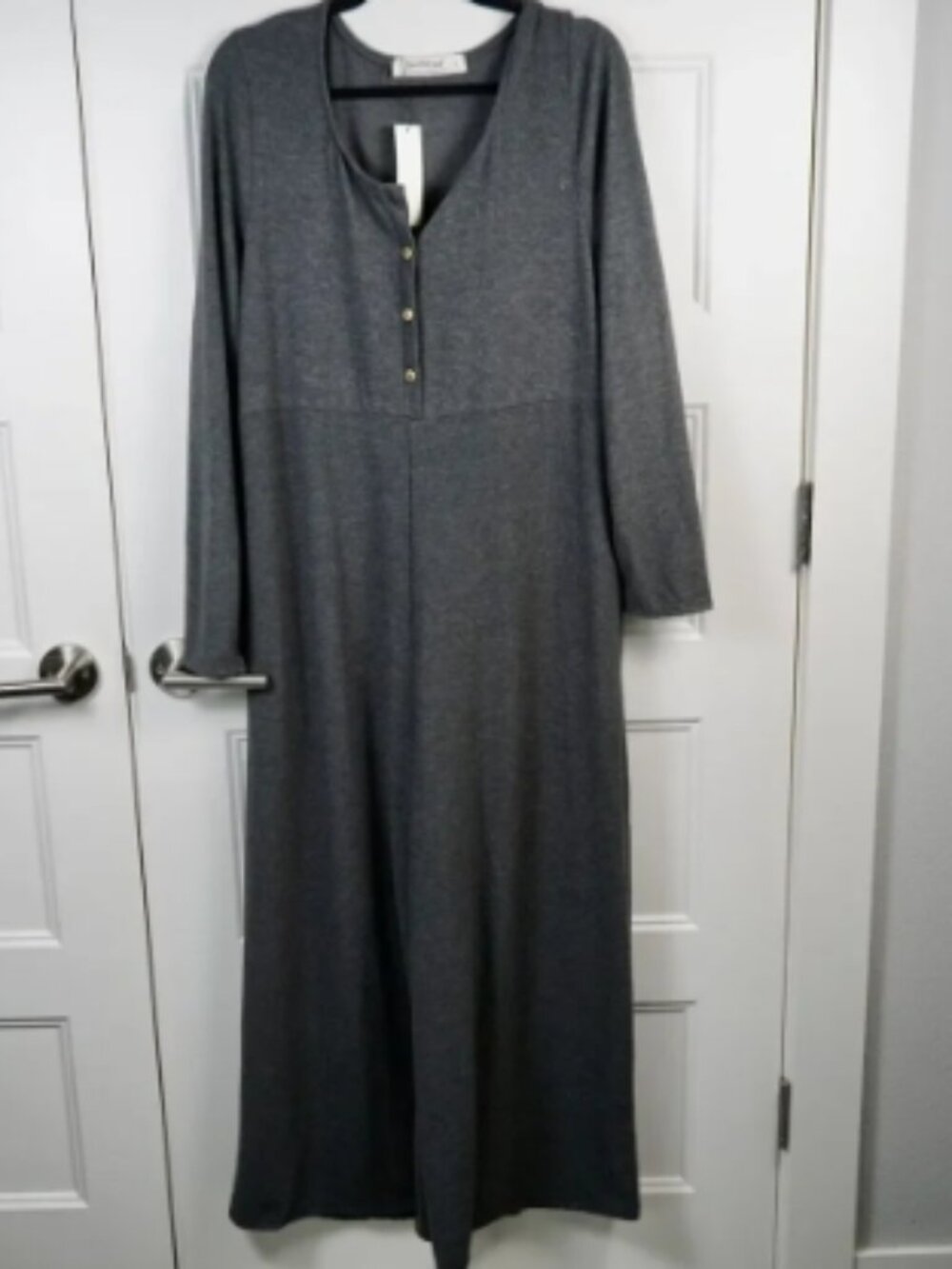 Three Bird Nest Women's One Piece Gray 4 Button Pockets Jumpsuit Sz Large NWT